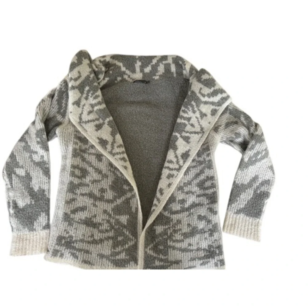 Prana Gray Patterned Cowl Neck Long Sleeve Knit Sweater‎ Women's - Size M